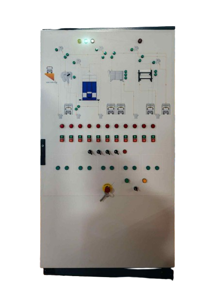 borakengineering Soluions An organized control panel showcasing various spare parts neatly arranged, including wires, circuit boards, switches, and other components, designed for industrial machinery maintenance and control